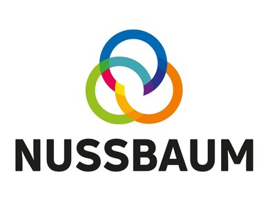 Nussbaum Medien, Nussbaum Welt Das neue Nussbaum Medien-Logo mit rundlichen Elementen und allen Farben der Nussbaum Welt.